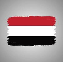 Yemen Flag With Watercolor Painted Brush vector