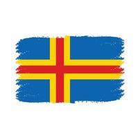 bandera de las islas aland con pincel pintado de acuarela vector