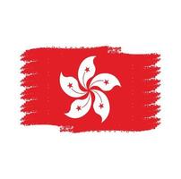 Hongkong flag vector with watercolor brush style