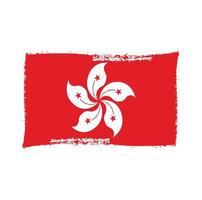 Hongkong flag vector with watercolor brush style