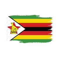 Zimbabwe flag vector with watercolor brush style