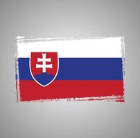 Slovakia Flag With Watercolor Painted Brush vector