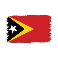 Timor Leste Flag With Watercolor Painted Brush vector