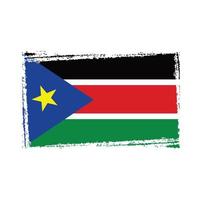 South Sudan  Flag With Watercolor Painted Brush vector