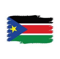 South Sudan  Flag With Watercolor Painted Brush vector