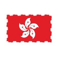 Hongkong flag vector with watercolor brush style