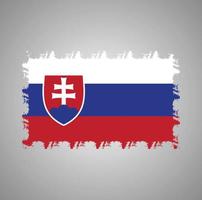 Slovakia Flag With Watercolor Painted Brush vector