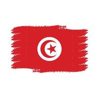 Tunisia Flag With Watercolor Painted Brush vector