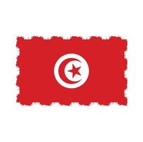 Tunisia Flag With Watercolor Painted Brush vector