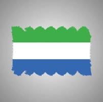 Sierra Leone Flag With Watercolor Painted Brush vector
