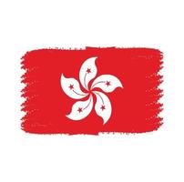 Hongkong flag vector with watercolor brush style