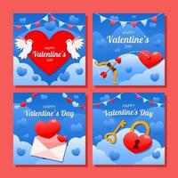 juego de tarjetas románticas para el día de san valentín vector