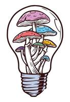 mushrooms in the bulb illustration