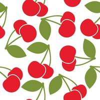 Cherry fresh fruit seamless abstract pattern on white background vector design