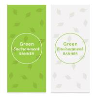 Green environment banner with leaf vector design