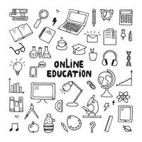 Set of Education doodles. Learning hand-drawn elements. Vector illustration on white background. Online education