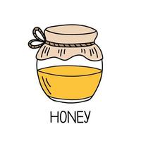 Jar of honey or glass jar. Hand drawn vector illustration isolated on white background.