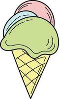 Hand drawn ice cream cone. Simple summer color icon for design vector