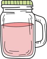 Hand drawn red lemonade in a glass jar. Fresh summer drink vector