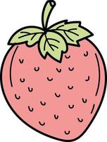 Strawberry. Hand drawn, graphic element, stylized color sketch vector