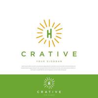 logo illustration sunshine letter H line inside.symbol,logo,illustration,template,business logo vector