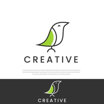 Little bird logo design in line style.florist can use