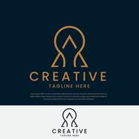 Unique creative simple abstract business art logo style A shaped line vector