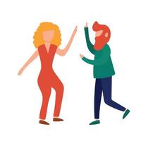 Dancing people. Party - Move to the music. Flat abstract style vector