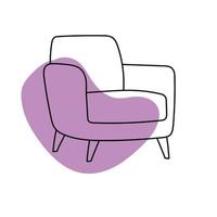 sillón en estilo dibujado a mano para diseño, catálogos, sitio de muebles vector