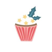 Christmas cupcake and muffin, illustration in pastel colors vector