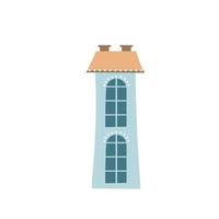 Set of cartoon funny Christmas houses in flat design vector
