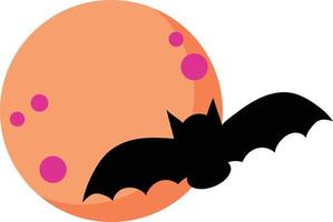 Bat on a background of an orange moon vector