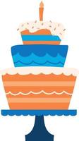 Simple cartoon birthday cake with candle vector