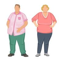 Overweight man and woman on white background - Vector