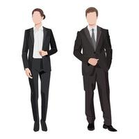 Businessman and businesswoman in strict clothes for negotiations on a white background - Vector