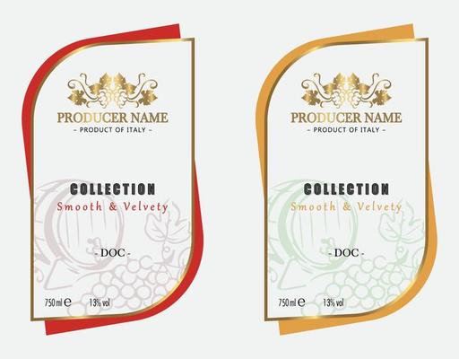Premium Quality Red and White Wine Labels