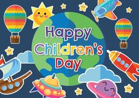 happy Children's day lovely and kid icon colorful vector