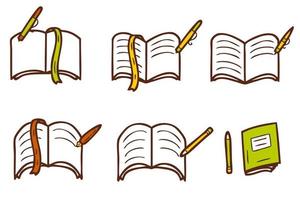 School university textbook icons collection. vector