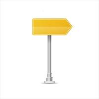 Realistic Yellow street and road signs. City illustration vector. Street traffic sign mockup isolated, signboard or signpost direction mock up image vector