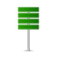 Realistic Green street and road signs. City illustration vector. Street traffic sign isolated, signboard or signpost direction image