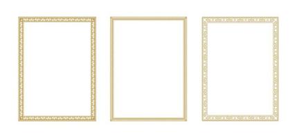 Decorative Ornament Square Frame Set. Simple Gold Line border for Photo, Certificate Design vector