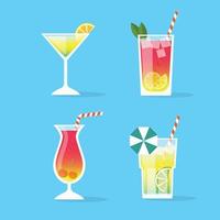 cocktails set alcohol drinks glasses vector