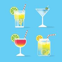 cocktails set alcohol drinks glasses vector