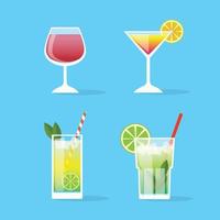 cocktails set alcohol drinks glasses vector