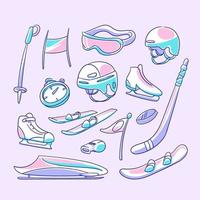 Doodle of Olympic Equipment Winter Sport Icon Set