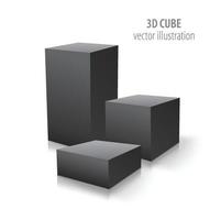 Three 3D cubes isolated on white background vector