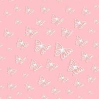 Vector seamless pattern of paper cut white butterflies on pink background. Repeating background for  greeting card, stationery, poster.