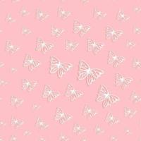 Vector seamless pattern of paper cut white butterflies on pink background. Repeating background for  greeting card, stationery, poster.