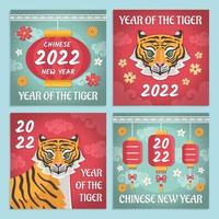 Chinese New Year The Year of Tiger Social Media Template vector