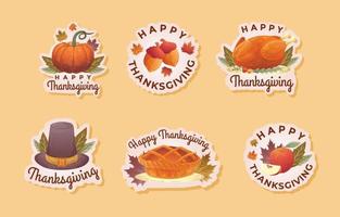 Set Thanksgiving Sticker Holiday Season vector